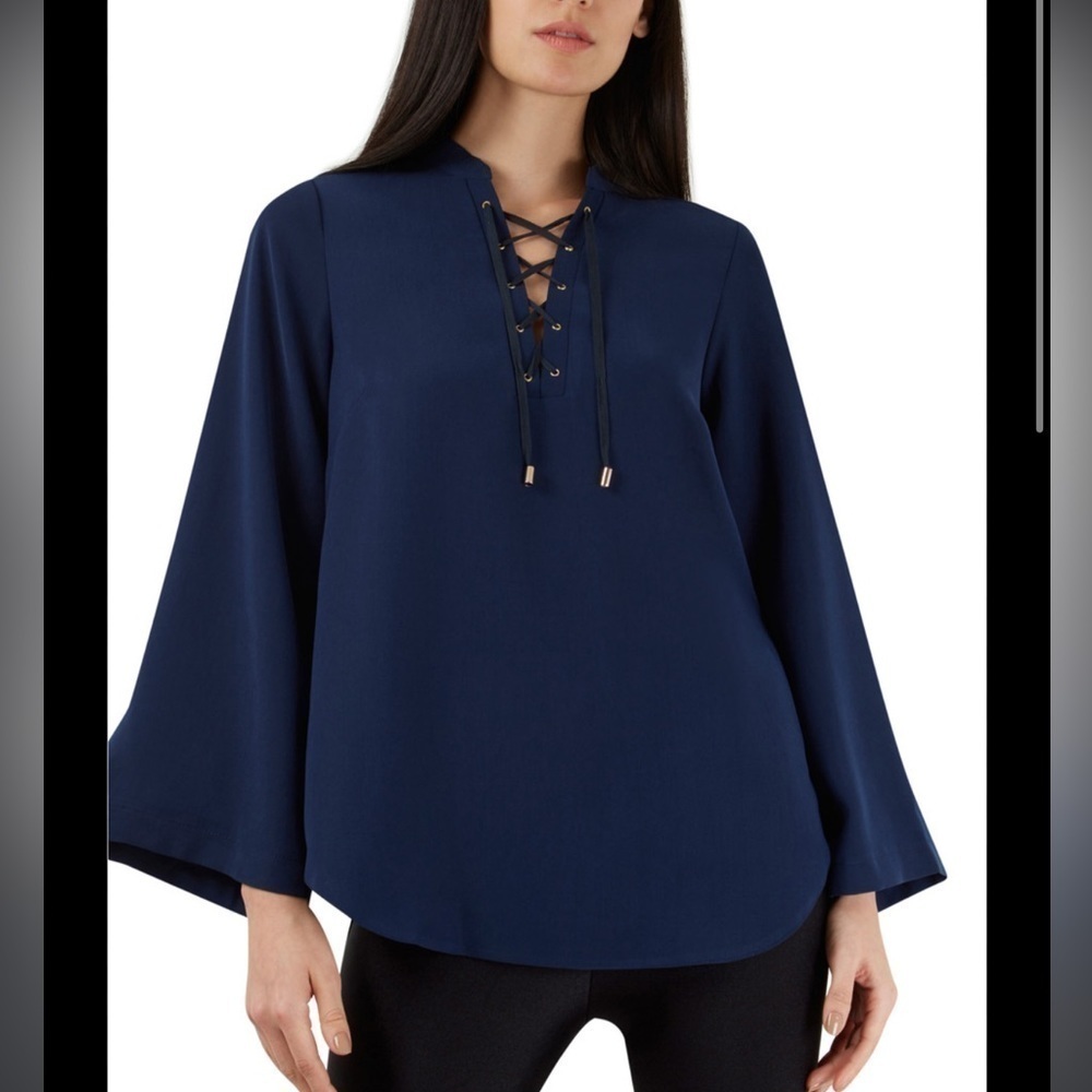 M363. MICHAEL Michael Kors Long Bell Sleeve Top Size Large L EUC